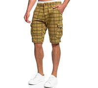 Indicode Hommes Monroe Cargo Shorts | Pantalon Court Cargo avec Ceinture Amber Check L
