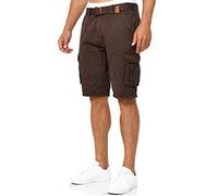 Indicode Hommes Monroe Cargo Shorts | Pantalon Court Cargo avec Ceinture DK Brown S