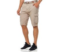 Indicode Hommes Monroe Cargo Shorts | Pantalon Court Cargo avec Ceinture Greige S