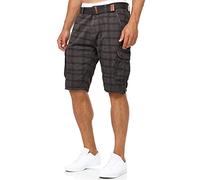 Indicode Hommes Monroe Cargo Shorts | Pantalon Court Cargo avec Ceinture Raven Check S