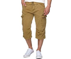 Indicode Hommes Nicolas Check Cargo Shorts | Pantalon Court Cargo 3/4 avec Ceinture