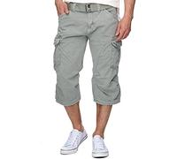 Indicode Hommes Nicolas Check Cargo Shorts | Pantalon Court Cargo 3/4 avec Ceinture Lt Grey XL