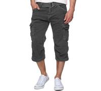 Indicode Hommes Nicolas Check Cargo Shorts | Pantalon Court Cargo 3/4 avec Ceinture Raven XL