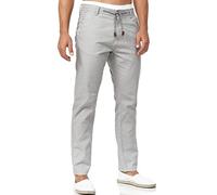 Indicode Hommes Veneto Pants | Pantalon en Lin et Coton Lt Grey XXL