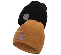 Indicode Hommes Vulcano Hat | Pack de 2 Bonnets d'hiver Camel/Black OS