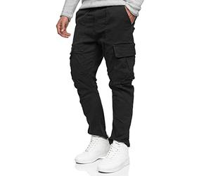 Indicode Hommes Walsh Cargo Pants | Pantalon Cargo en Coton avec 6 Poches Black L