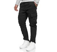 Indicode Hommes Walsh Cargo Pants | Pantalon Cargo en Coton avec 6 Poches Black XL