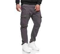 Indicode Hommes Walsh Cargo Pants | Pantalon Cargo en Coton avec 6 Poches DK Grey L