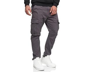 Indicode Hommes Walsh Cargo Pants | Pantalon Cargo en Coton avec 6 Poches DK Grey M