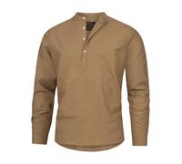 Indicode Hommes Waylon Shirt | Chemise en mélange Lin-Coton Otter L