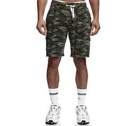 Indicode Hommes White Rock Cargo SweatShorts | Pantalon Court Cargo en Sweat avec 5 Poches Army M