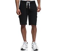 Indicode Hommes White Rock Cargo SweatShorts | Pantalon Court Cargo en Sweat avec 5 Poches Black S