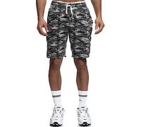 Indicode Hommes White Rock Cargo SweatShorts | Pantalon Court Cargo en Sweat avec 5 Poches Charcoal Mix XXL