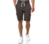Indicode Hommes White Rock Cargo SweatShorts | Pantalon Court Cargo en Sweat avec 5 Poches Raven L