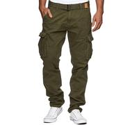 Indicode Hommes William Cargo Pants | Pantalon Cargo en Coton avec Ceinture Army XXL