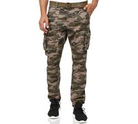 Indicode Hommes William Cargo Pants | Pantalon Cargo en Coton avec Ceinture Dired Camouflage XXL