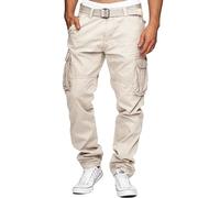 Indicode Hommes William Cargo Pants | Pantalon Cargo en Coton avec Ceinture Fog 3XL