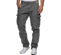 Indicode Hommes William Cargo Pants | Pantalon Cargo en Coton avec Ceinture Iron S