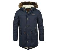 Indicode IDPulsoor Homme Veste d'hiver Parka doublée avec doublure et capuche en peluche Poches à rabat Mélange de coton Regular Fit, Taille:S, Couleur:Navy (400)