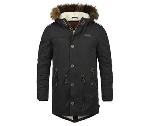 Indicode IDPulsoor Homme Veste d'hiver Parka doublée avec Doublure et Capuche en Peluche Poches à Rabat Mélange de Coton Regular Fit, Taille:L, Couleur:Black (999)
