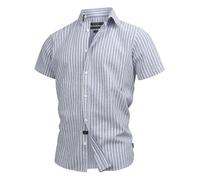 Indicode INBravida Chemise en lin à manches courtes avec col boutonné | Chemise d'été pour homme, bleu marine, 3XL