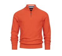 Indicode INBull Pull en tricot pour homme 100 % coton avec col zippé | Pull pour homme, mélange orange, XL