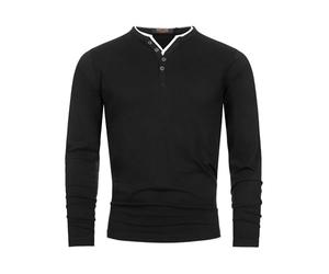 Indicode INColeson T-shirt à manches longues 100 % coton pour homme, Black Mix, L