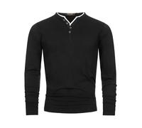 Indicode INColeson T-shirt à manches longues 100 % coton pour homme, Black Mix, XXL