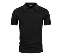 Indicode INHarlo Polo pour homme avec poche poitrine | Polo pour homme col polo en coton, Noir , XL