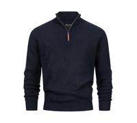 Indicode INPeace - Pull en tricot épais avec col montant et fermeture éclair - Pour homme, Sky Captain, XL
