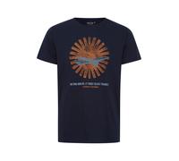 INDICODE JEANS T-Shirt 'Ronny' bleu marine / opal / sépia, Taille S