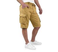 Indicode Kjeld Short cargo, avec 6 poches, ceinture, en 100 % coton, bermuda d'été, court, pour homme, ambre, M
