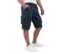 Indicode Kjeld Short cargo, avec 6 poches, ceinture, en 100 % coton, bermuda d'été, court, pour homme, bleu marine, S
