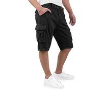 Indicode Kjeld Short cargo pour homme avec 6 poches et ceinture en tissu 100 % coton - Bermuda d'été pour homme - Pantalon cargo court d'été pour homme, Noir , 5XL