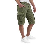 Indicode Kjeld Short cargo pour homme avec 6 poches et ceinture en tissu 100 % coton - Bermuda d'été pour homme - Pantalon cargo court d'été pour homme, army, 5XL