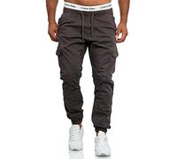 Indicode Levi Pantalon cargo en coton pour homme avec plusieurs poches et cordon de serrage - Gris - S