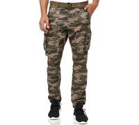Indicode Hommes William Cargo Pants | Pantalon Cargo en Coton avec Ceinture Dired Camouflage XXL