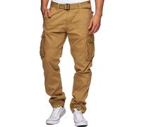 Indicode Hommes William Cargo Pants | Pantalon Cargo en Coton avec Ceinture Amber XL