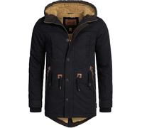 Indicode Hommes Barge Winter Jacket | Veste d'hiver avec capuche et doublure teddy Black L