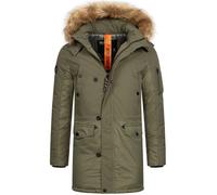 Indicode Parka Homme Jarl - manteau hiver chaud capuche à fausse fourrure