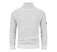 Indicode Hommes INHarlan Knit Sweater | Pull en Maille Fine de Coton à col roulé Ecru Mix S
