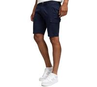 Indicode Short court pour homme Laulax - Short cargo pour homme en coton - Pantalon d'été avec poches - Look sportif et élégant - Coupe droite - Matériau confortable avec stretch, bleu marine, S