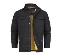 Indicode Veste matelassée INDome pour homme avec col en corduroy et motif losange | Doudoune pour hommes, Noir , L