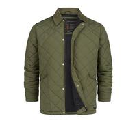 Indicode Veste matelassée INDram pour homme avec col en velours côtelé et surpiqûre en losanges - Doudoune pour homme, army, L