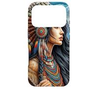 Indien amérindien Femme avec Loup Blanc Vintage Cadeaux Coque pour iPhone 17 Pro