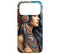 Indien amérindien Femme avec Loup Blanc Vintage Cadeaux Coque pour iPhone 17 Pro Max