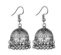 Indien Bell Fravage d'oreille Boho Boho Antique Drop Drop Perles suspendues Bohemian Vintage Gypsy Temple traditionnel Jhumka Jhumki Boucles d'oreilles pour femmes Bollywood Jewelry Gift