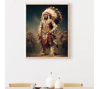 Indien Diamond Painting Adulte, Homme 5D DIY Peinture Diamant Complet Set, Diamant Cristal Art Broderie Adultes Enfants Peinture Kit, pour Décoration Murale Maison Créatifs Cadeau 30x40cm PjY5479 U-F