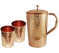 Indien en cuivre Pur 2-Carafe avec Verre pour Ayurvédique de guérison.