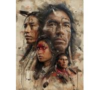 Indien Peinture par Numéro Adulte avec Cadre, 40x50cm Peinture par Numero Adulte Loisir Creatif, DIY tribu Peinture Numero Enfant Débutants, avec Peintures et 3 Pinceaux, Decoration Murale Maison